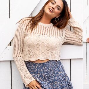 Pink Lily Beige Knit Sweater